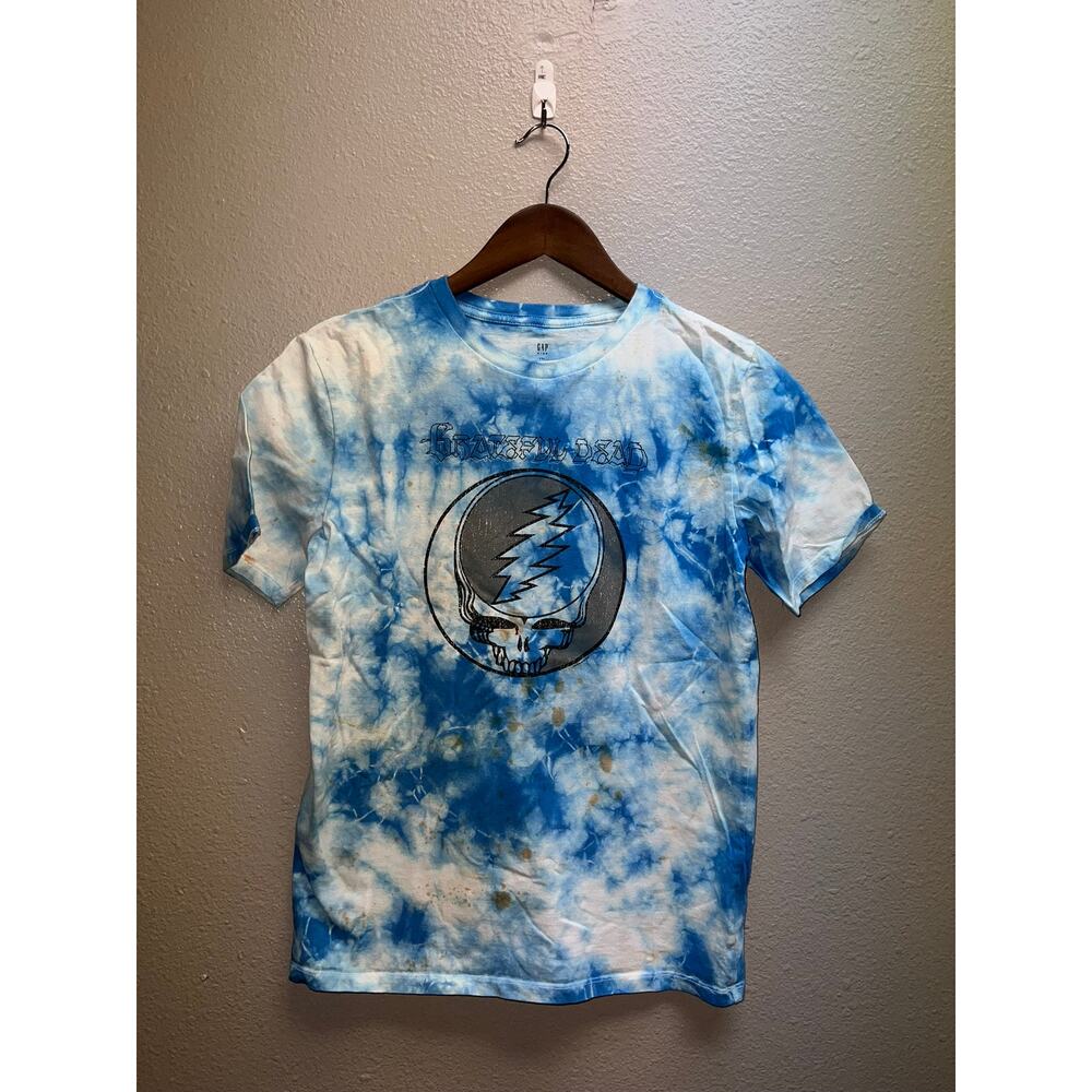 Youth Grateful Dead Shirt Gap Kids Blue Tie Dye Graphic Tee XXL 2XL